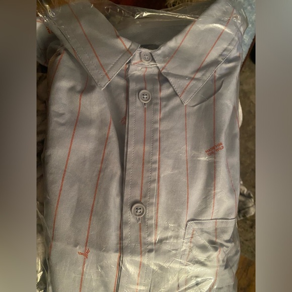 Cross Eyed Moose oversized shirt Men's XL Striped Button-Up Sky w Red stripe NWT - Picture 6 of 6